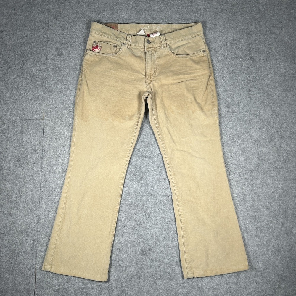 Vintage Parasuco Denim Jeans Mens 34(32x26.5) Tan Y2K Bootcut Khaki Five Pocket